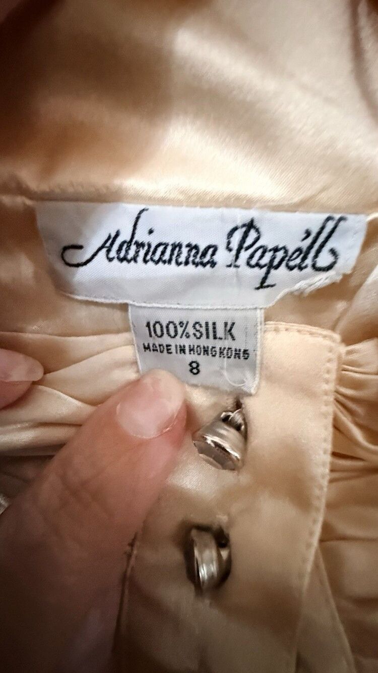 Vtg 80s Adrianna Papell Silk Jacquard Blouse Saks Fifth Avenue NWT Size 8 - Picture 5 of 8